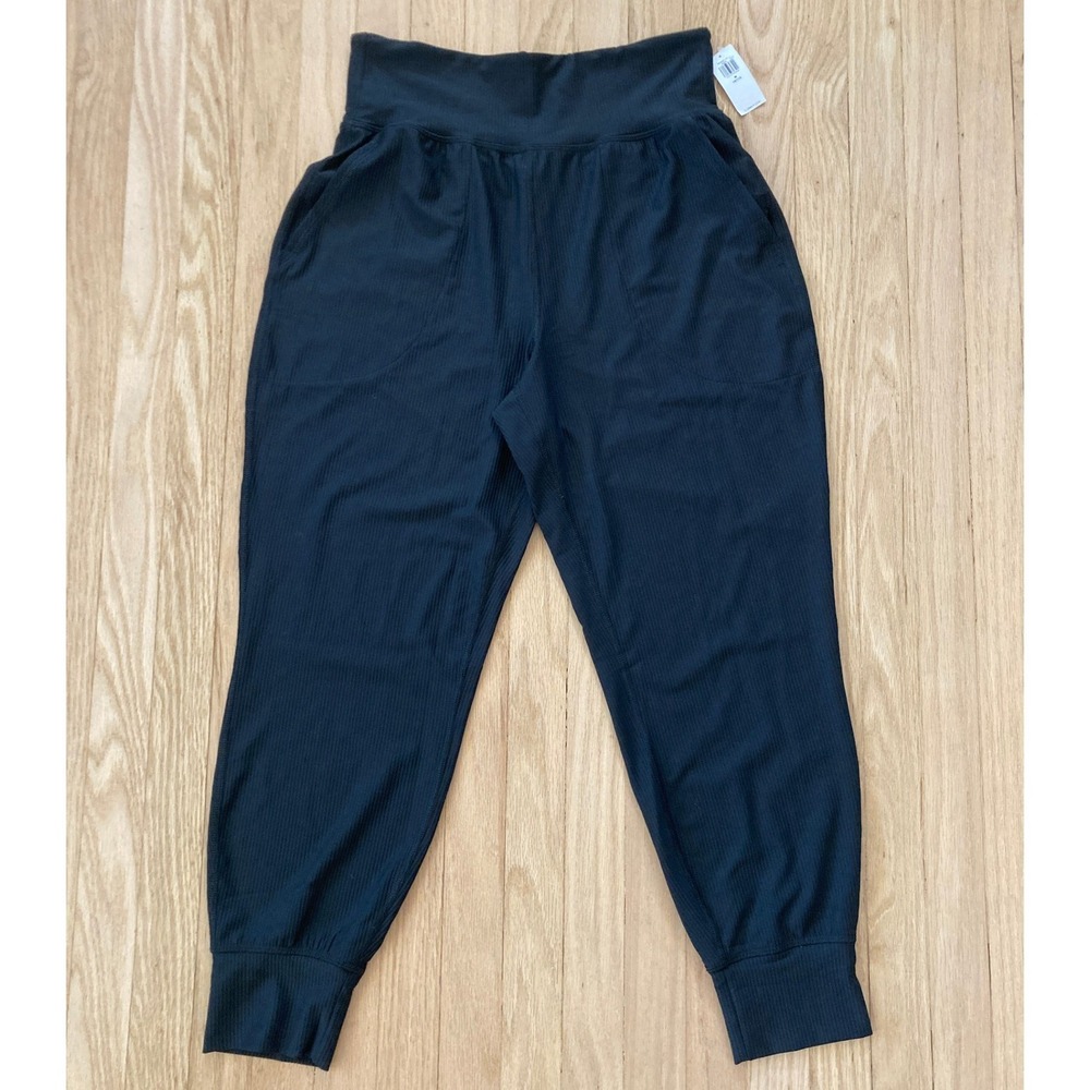 NWT Old Navy M Petite Active Powersoft Ribbed Joggers Black High Rise Essentials